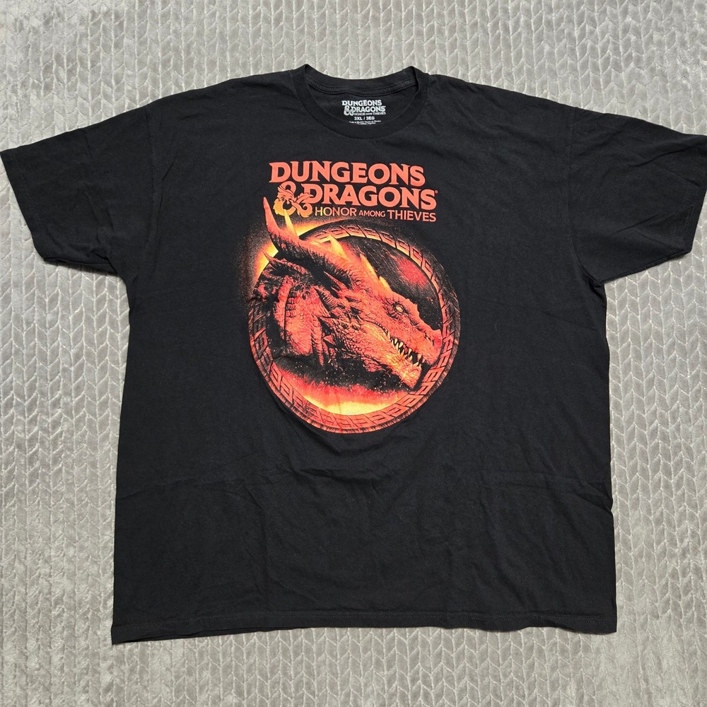 Dungeons & Dragons DND Honor Among Thieves Men Black Dragon Graphic T-Shirt 3XL